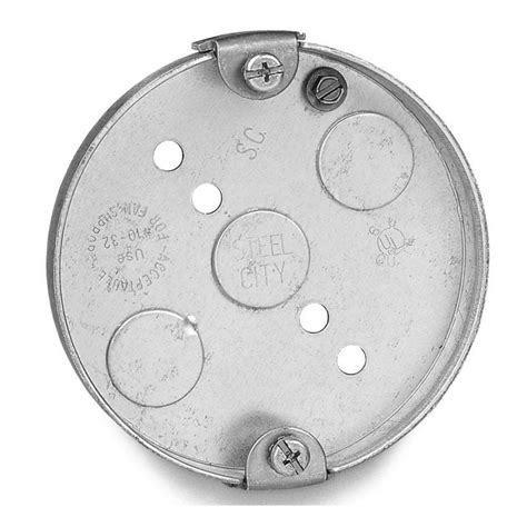 round ceiling box with metal wings|steel city metal round electrical box.